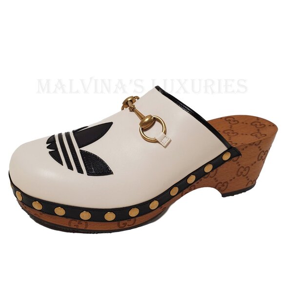 GUCCI SHOES ADIDAS X TREFOIL LEATHER HORSEBIT CLOG MULES sz 39 9 - Picture 7 of 16